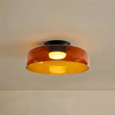 Vetro Modern Glass Ceiling Light - Green/Orange Bowl Design for Hallway