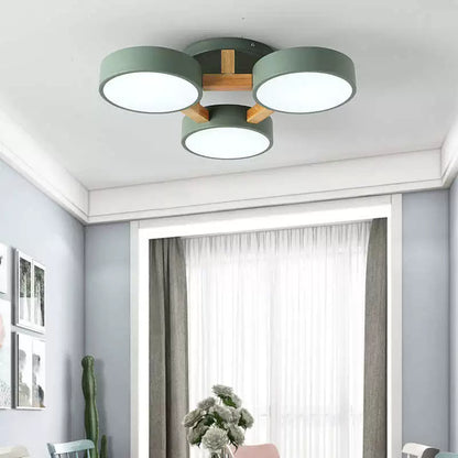 Arcato Modern Round Ceiling Light – 3-Color Fixture with Three Heads Bedroom