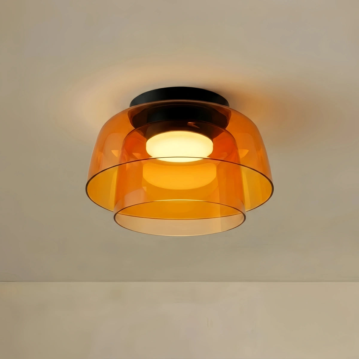 Vetro Modern Glass Ceiling Light - Orange Bowl Design for Hallway