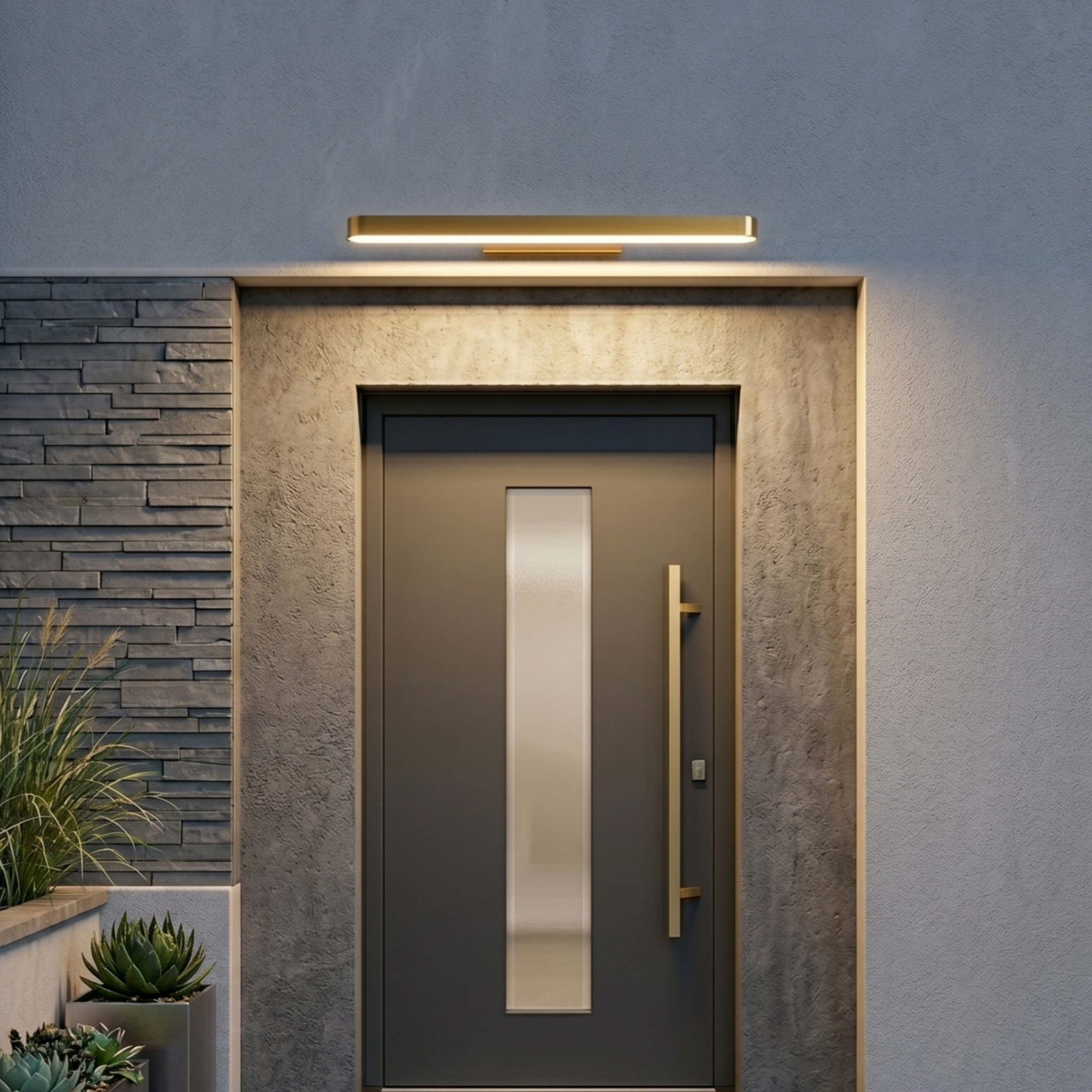 Lámpara de pared minimalista de acero inoxidable pulido — Cobre/Cromo/Negro para exterior