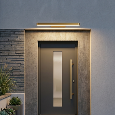 Lámpara de pared minimalista de acero inoxidable pulido — Cobre/Cromo/Negro para exterior
