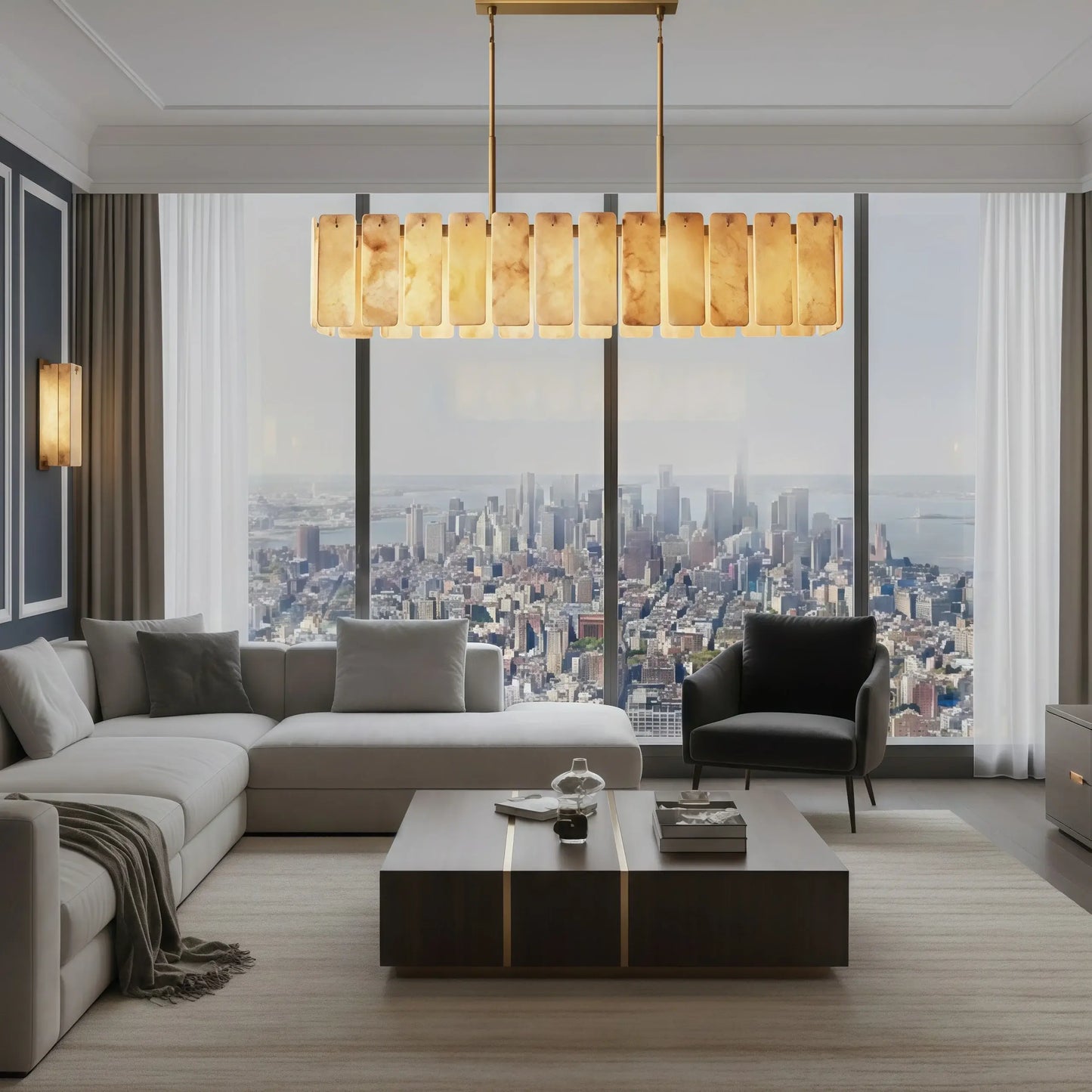 Excelis Luxury Alabaster Chandelier 72D"- For Living room/Dining room