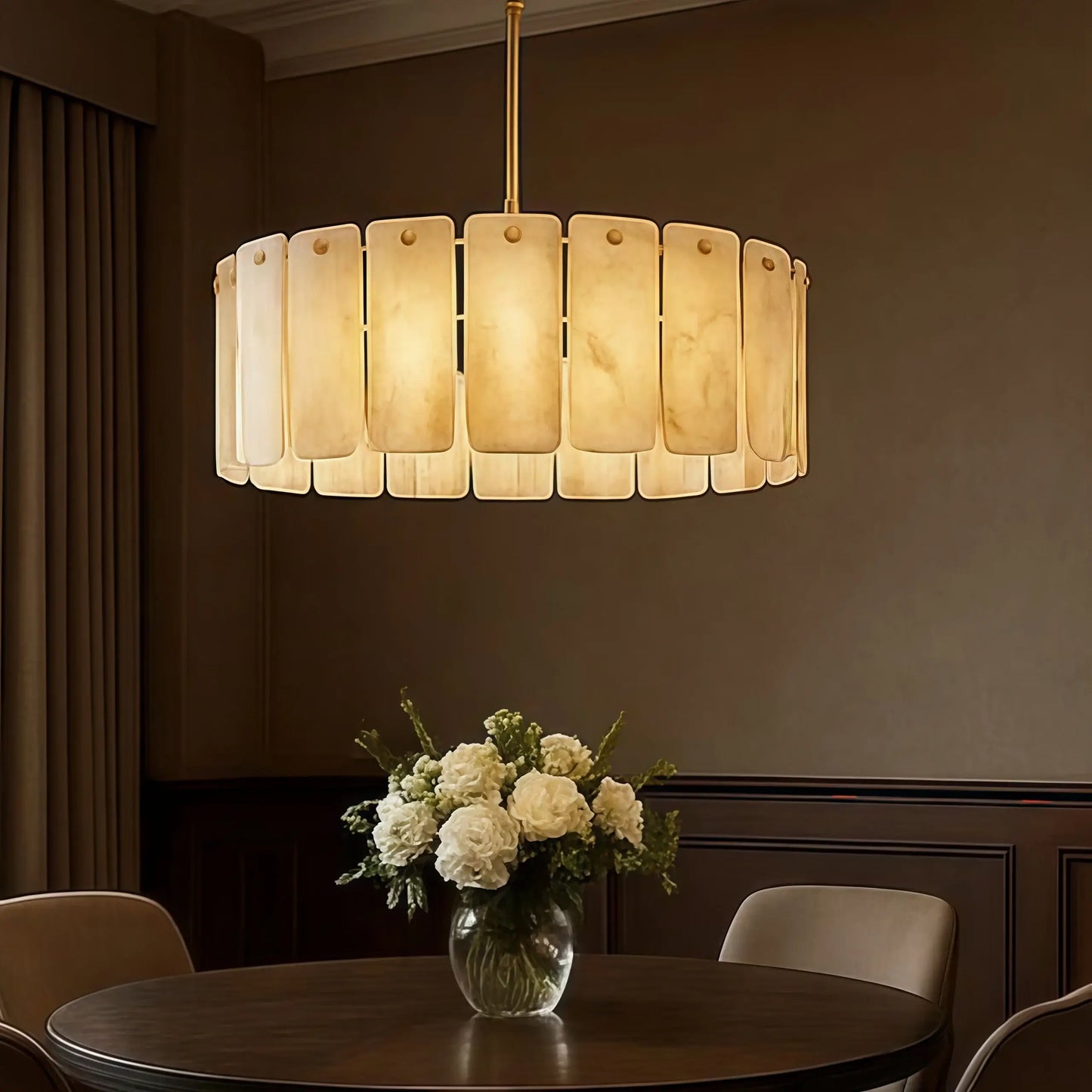 Alabaster Round Chandelier 36D"- For Living room/Dining room