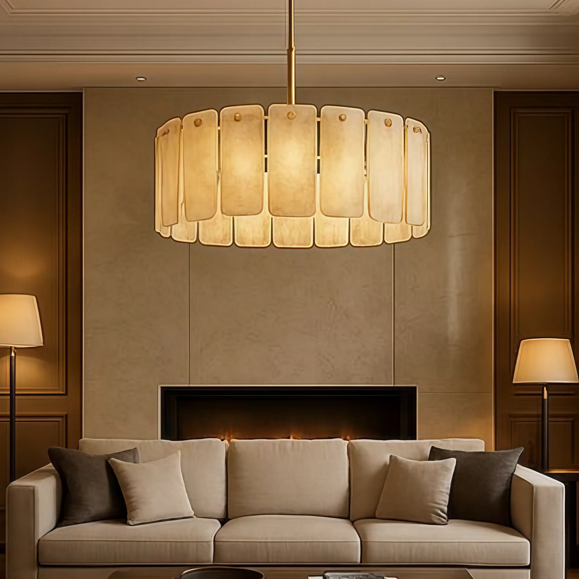 Alabaster Round Chandelier 36D"- For Living room/Dining room