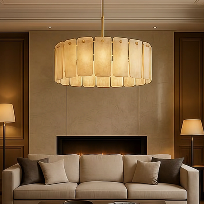 Alabaster Round Chandelier 36D"- For Living room/Dining room