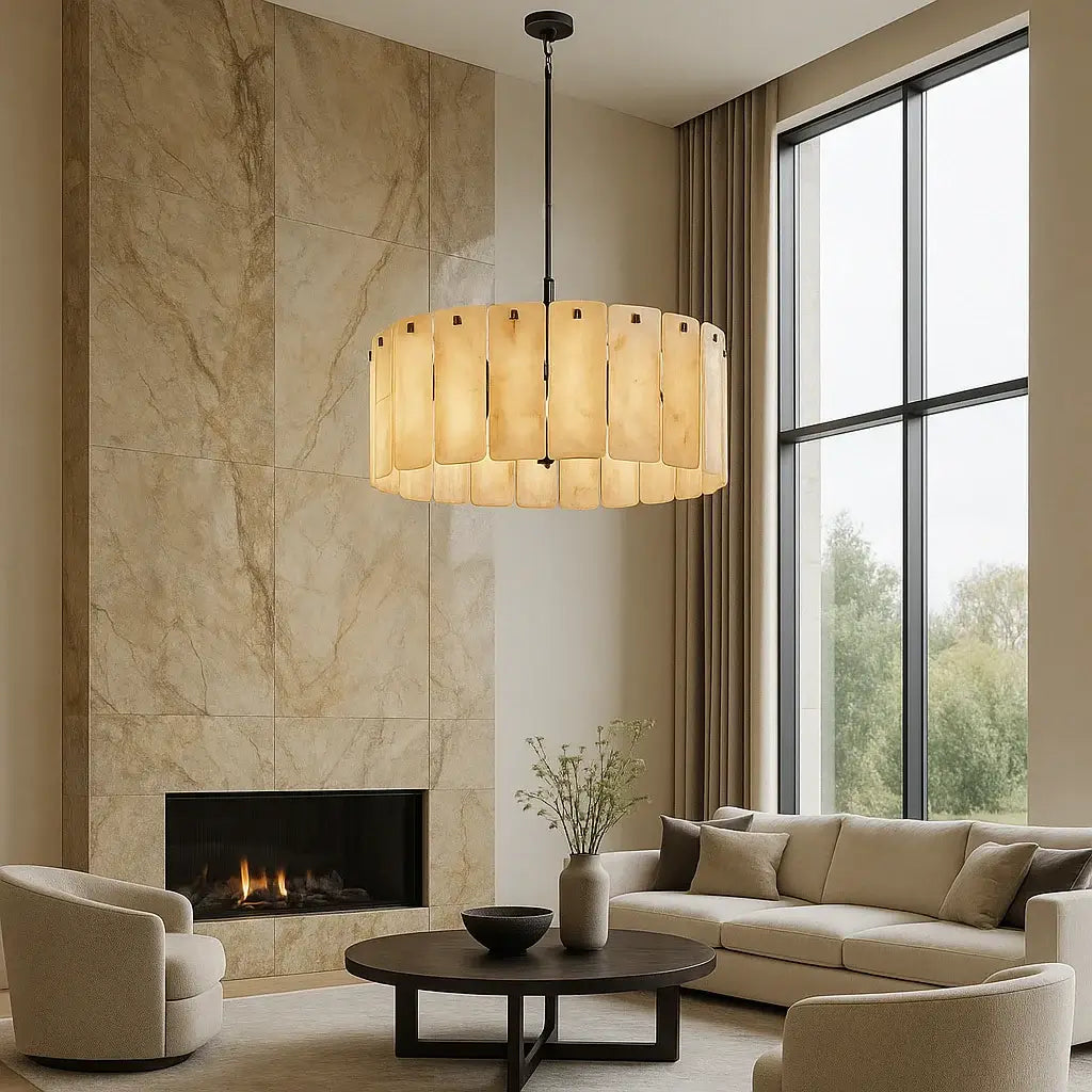Alabaster Round Chandelier 36D"- For Living room/Dining room