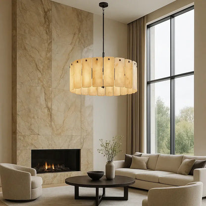 Alabaster Round Chandelier 36D"- For Living room/Dining room