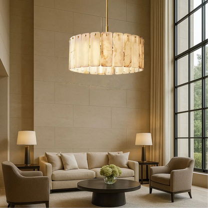 Alabaster Round Chandelier 36D"- For Living room/Dining room