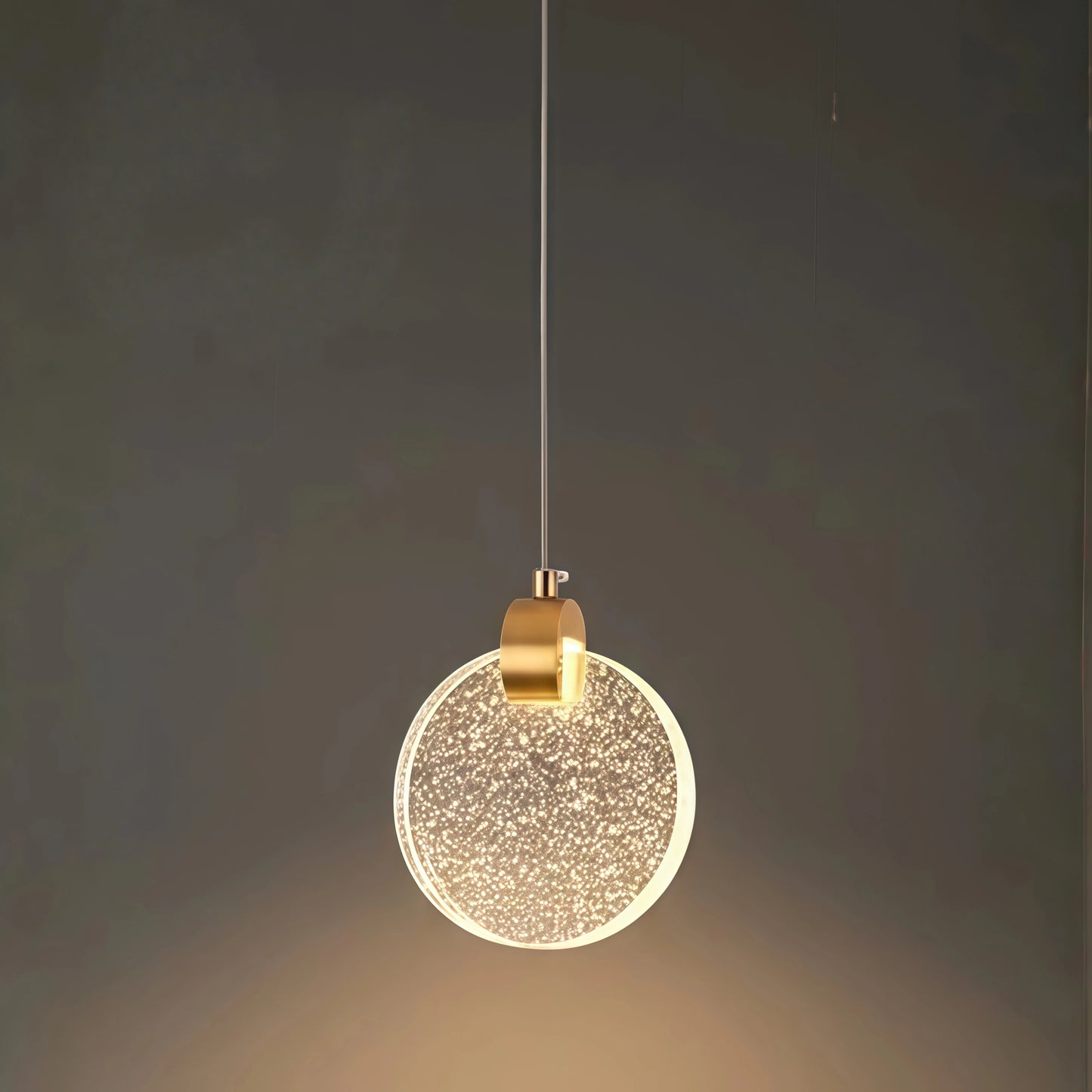 Lámpara colgante Excelis - Redonda Art Déco, Metal dorado y cristal