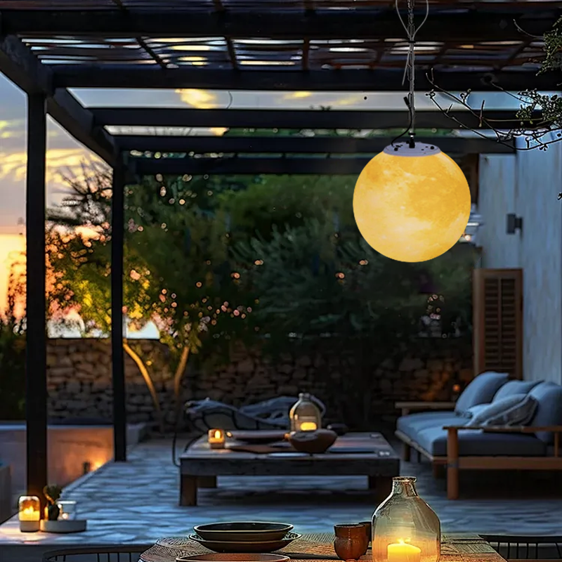 Lunara Nordic Solar Pendant Light - Waterproof Resin LED for Outdoor