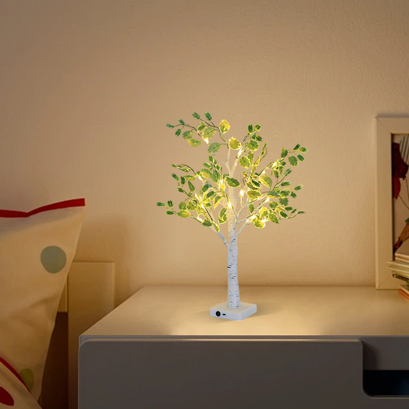 Contemporary Black Table Lamp – Plastic Tree Design for Bedroom