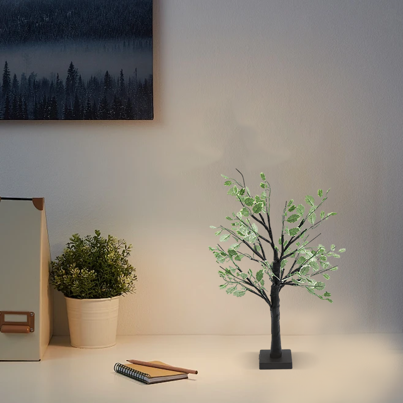 Contemporary Black Table Lamp – Plastic Tree Design for Bedroom