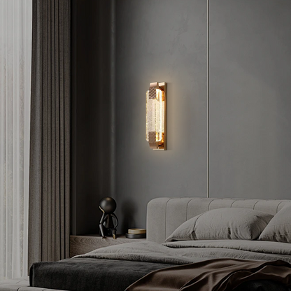 Luxury Wall Lamp – Gold Crystal Rectangular Bedroom