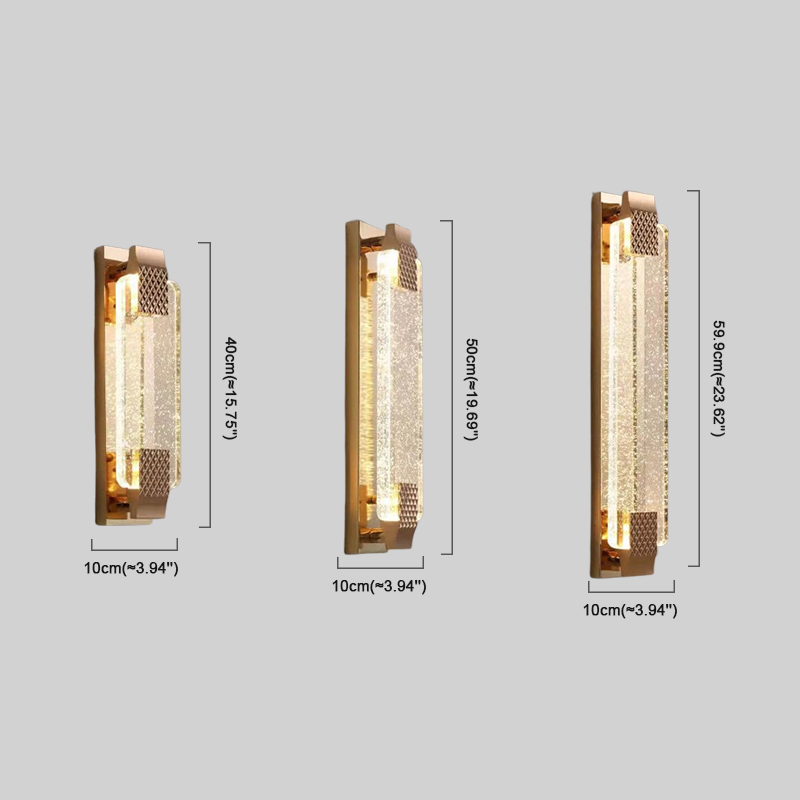 Luxury Wall Lamp – Gold Crystal Rectangular Dimensions