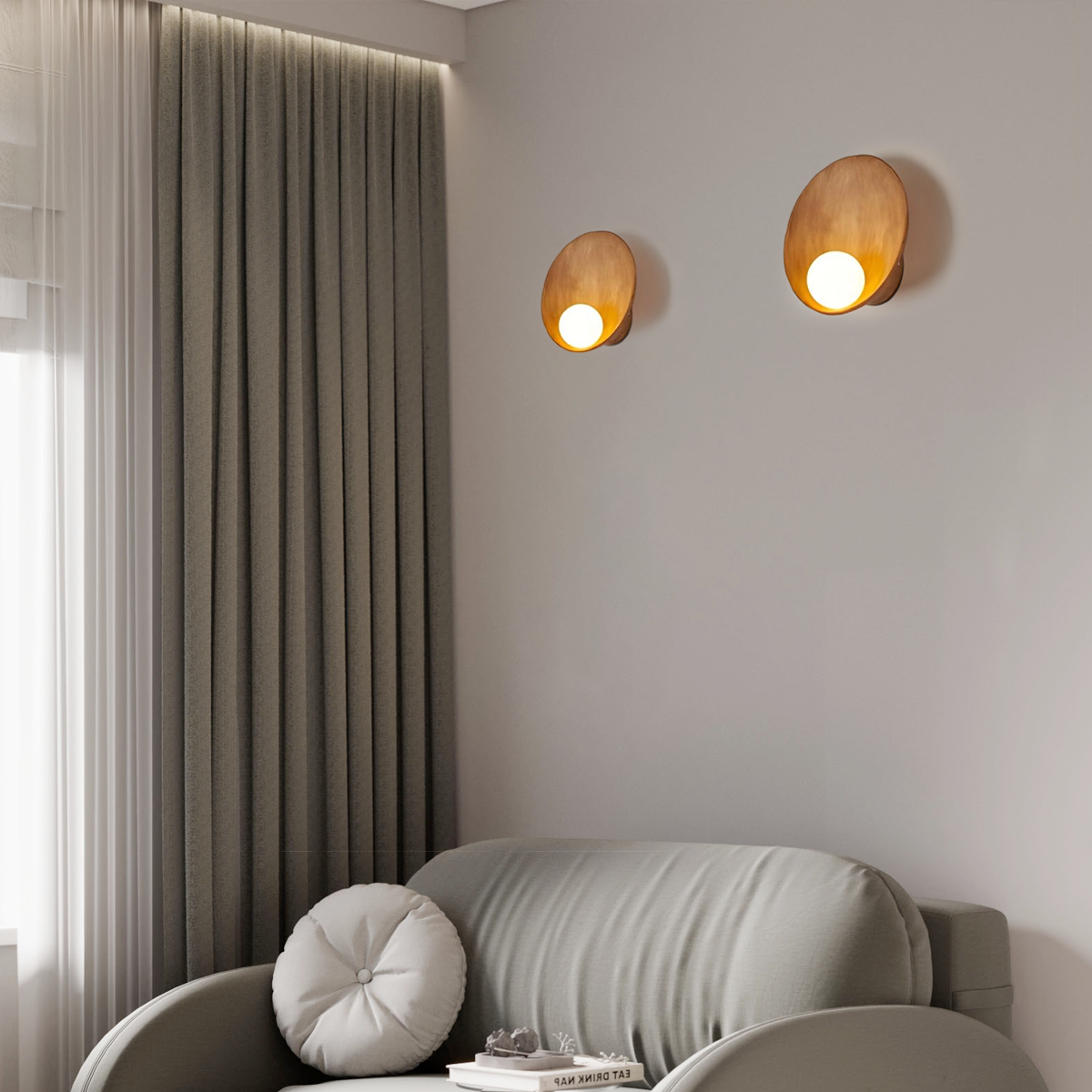  Wall Lamp — Natural Resin & Metal with Warm Glow Bedroom