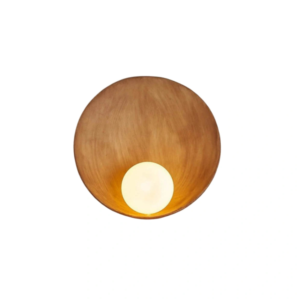 Zenno Minimalist Rustic Bowl Wall Lamp — Natural Resin & Metal with Warm Glow Bedroom