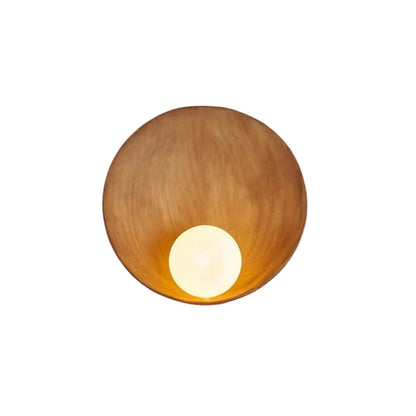 Zenno Minimalist Rustic Bowl Wall Lamp — Natural Resin & Metal with Warm Glow Bedroom