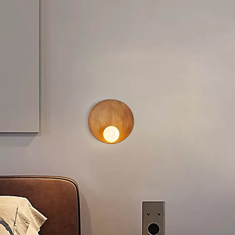 Minimalist Rustic Bowl Wall Lamp Wood