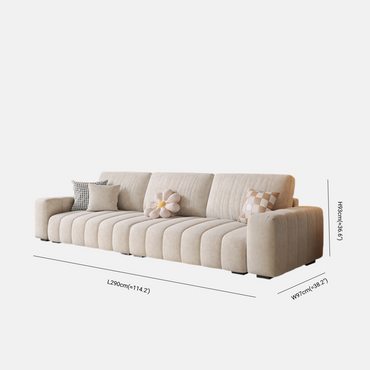 Modern Piano Key Sofa Cream Fabric for Living Room