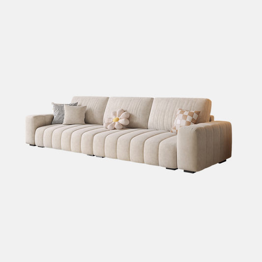 Modern Piano Key Sofa Cream Fabric for Living Room