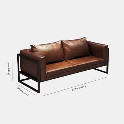 Industrial Style Sofa Brown Leather for Bars/Cafes