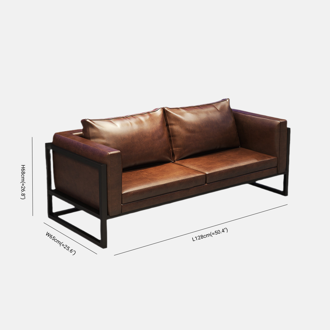 Industrial Style Sofa Brown Leather for Bars/Cafes