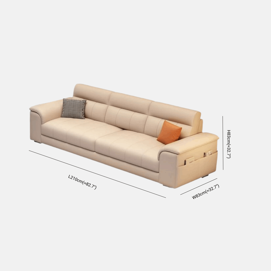 Modern Elegant Sofa Beige Leather for Living Rooms