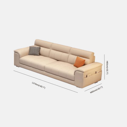 Modern Elegant Sofa Beige Leather for Living Rooms