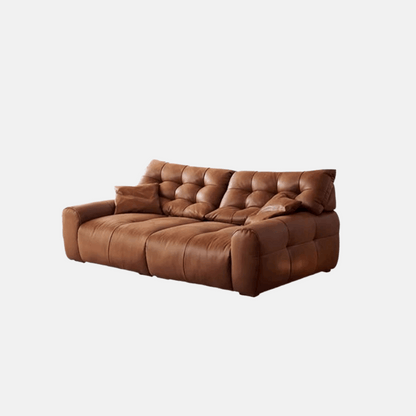 Minimalist Sofa Brown Leather for Living Room
