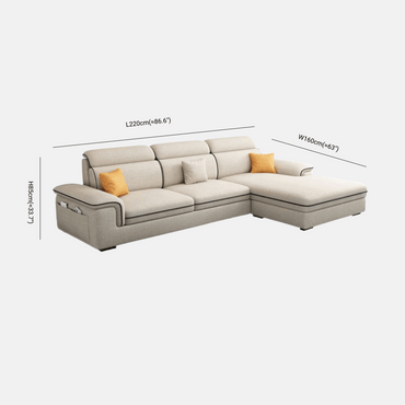 Scandinavian Modern Sofa Beige Fabric for Living Room