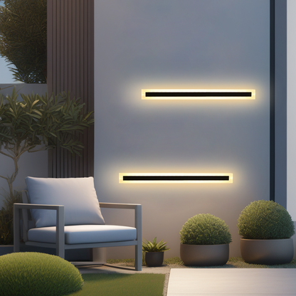 Modern Black Outdoor Wall Light with Warm Light 100cm