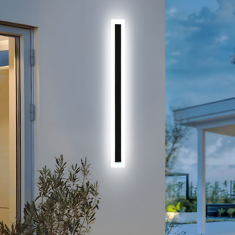 Modern Black Outdoor Wall Light with White Light 100cm