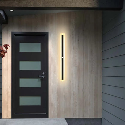 LED Wall Light with Sensor – Waterproof Black Long Strip Fixture