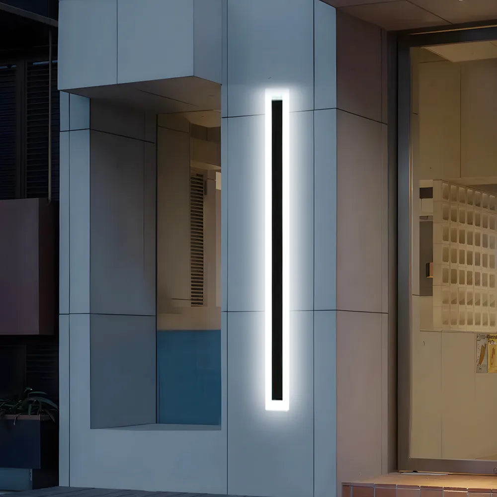 LED Wall Light with Sensor – Waterproof Black Long Strip Fixture