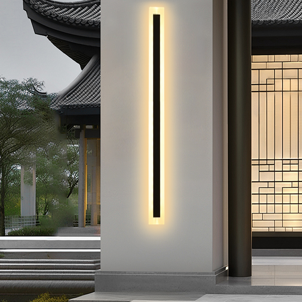Modern Black Outdoor Wall Light with Warm Light 150cm