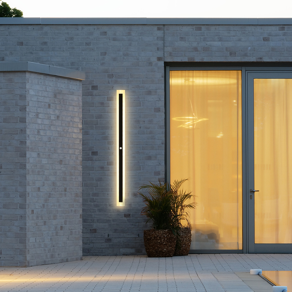 150cm Modern Black Outdoor Wall Light with Warm Sensor Light