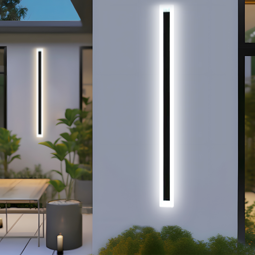 Modern Black Outdoor Wall Light with White Light 150cm