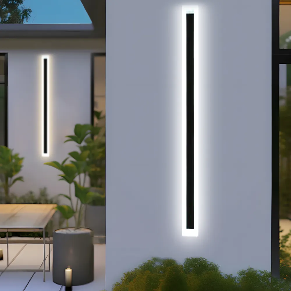 LED Wall Light with Sensor – Waterproof Black Long Strip Fixture