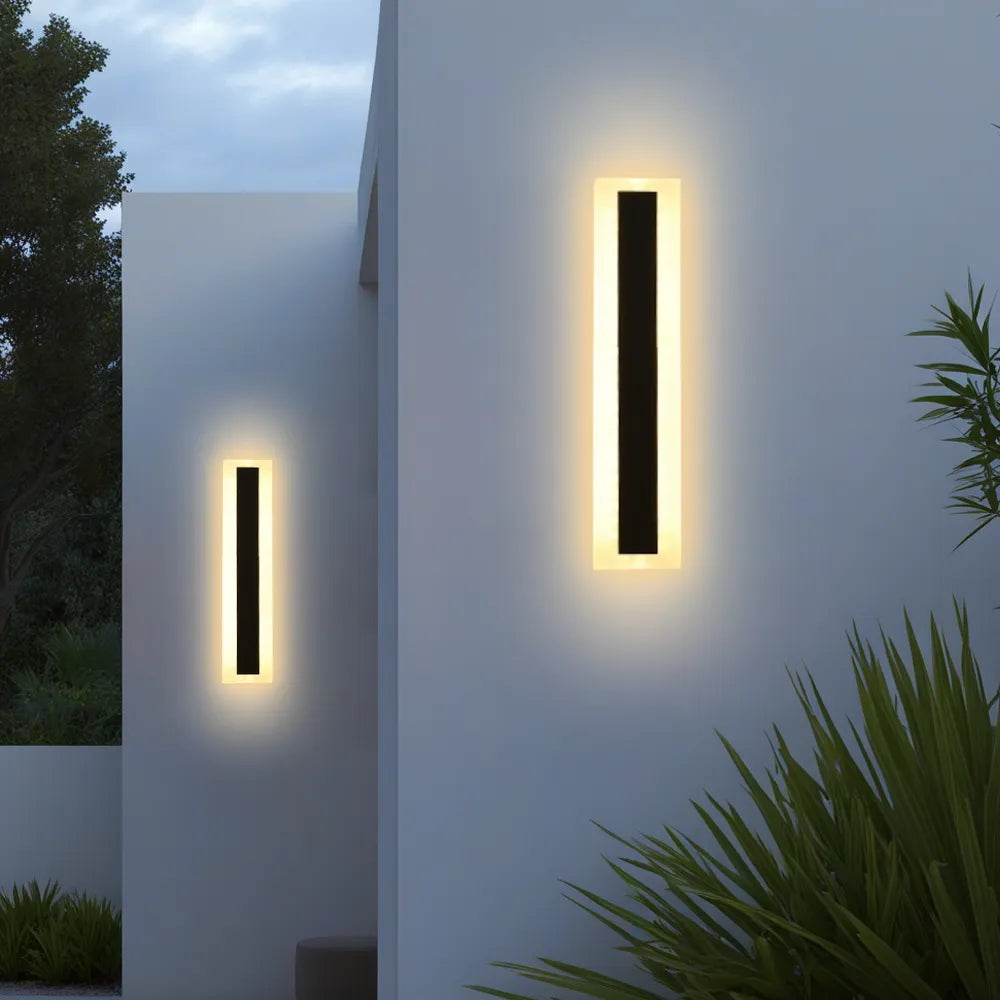 LED Wall Light with Sensor – Waterproof Black Long Strip Fixture