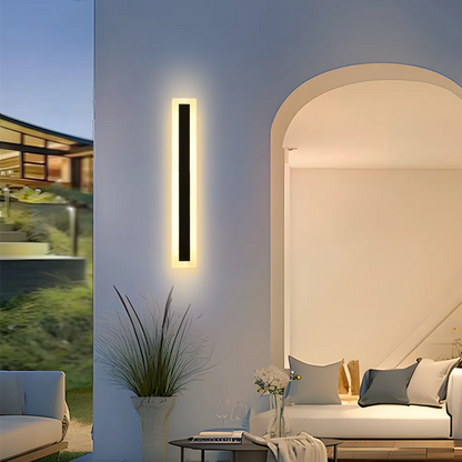 LED Wall Light with Sensor – Waterproof Black Long Strip Fixture