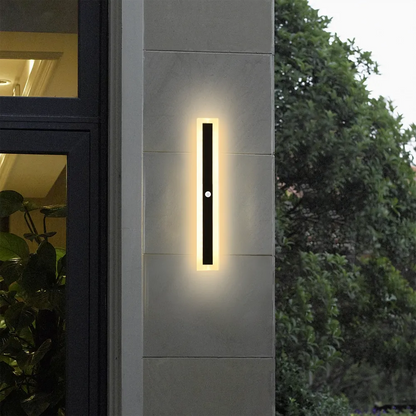 LED Wall Light with Sensor – Waterproof Black Long Strip Fixture