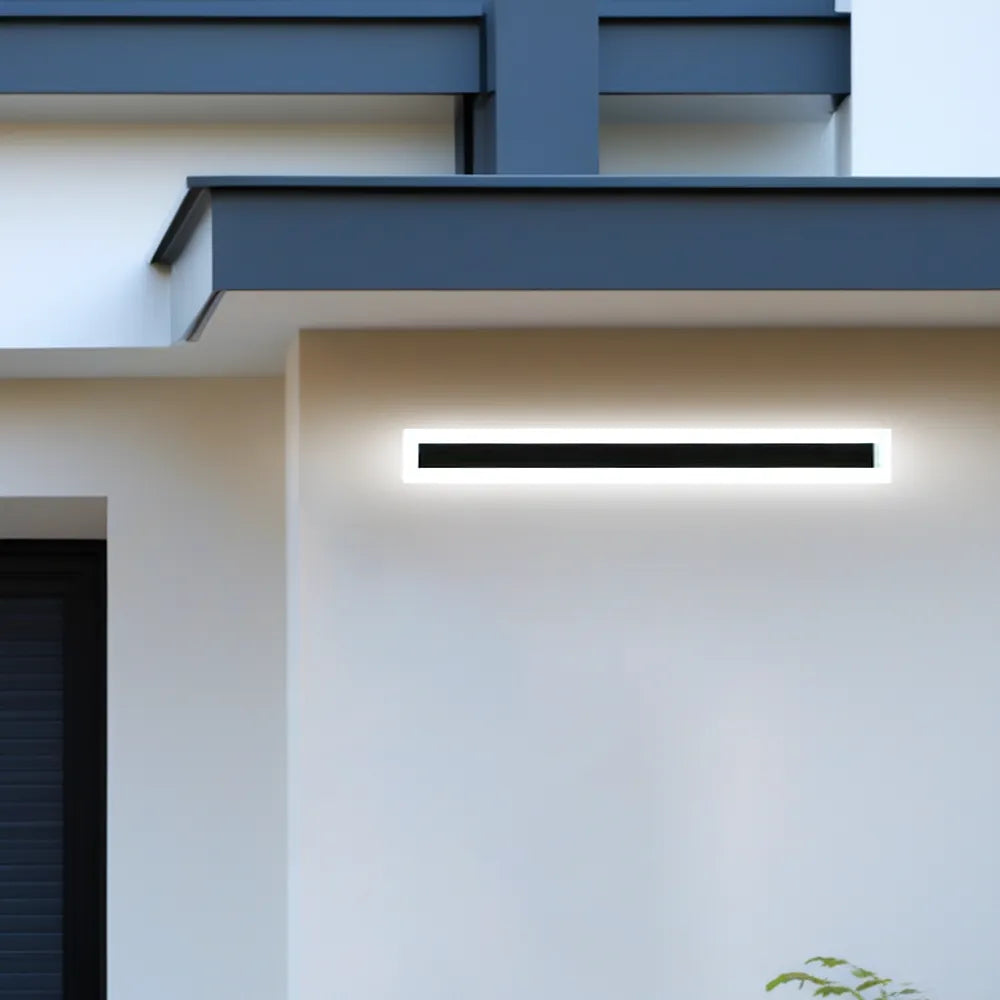 LED Wall Light with Sensor – Waterproof Black Long Strip Fixture
