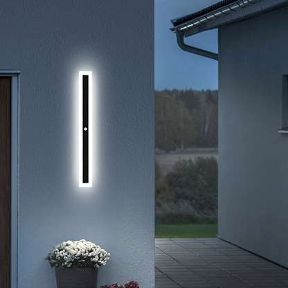 60cm Modern Black Outdoor Wall Light with White Sensor Light