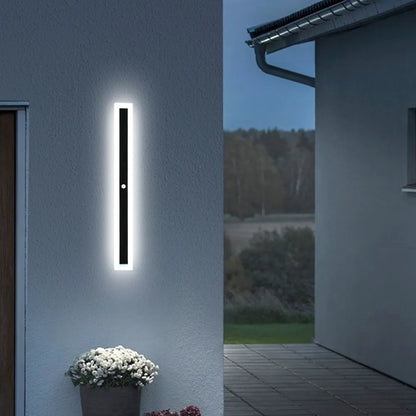 LED Wall Light with Sensor – Waterproof Black Long Strip Fixture