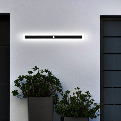 LED Wall Light with Sensor – Waterproof Black Long Strip Fixture