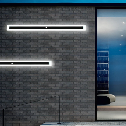 LED Wall Light with Sensor – Waterproof Black Long Strip Fixture