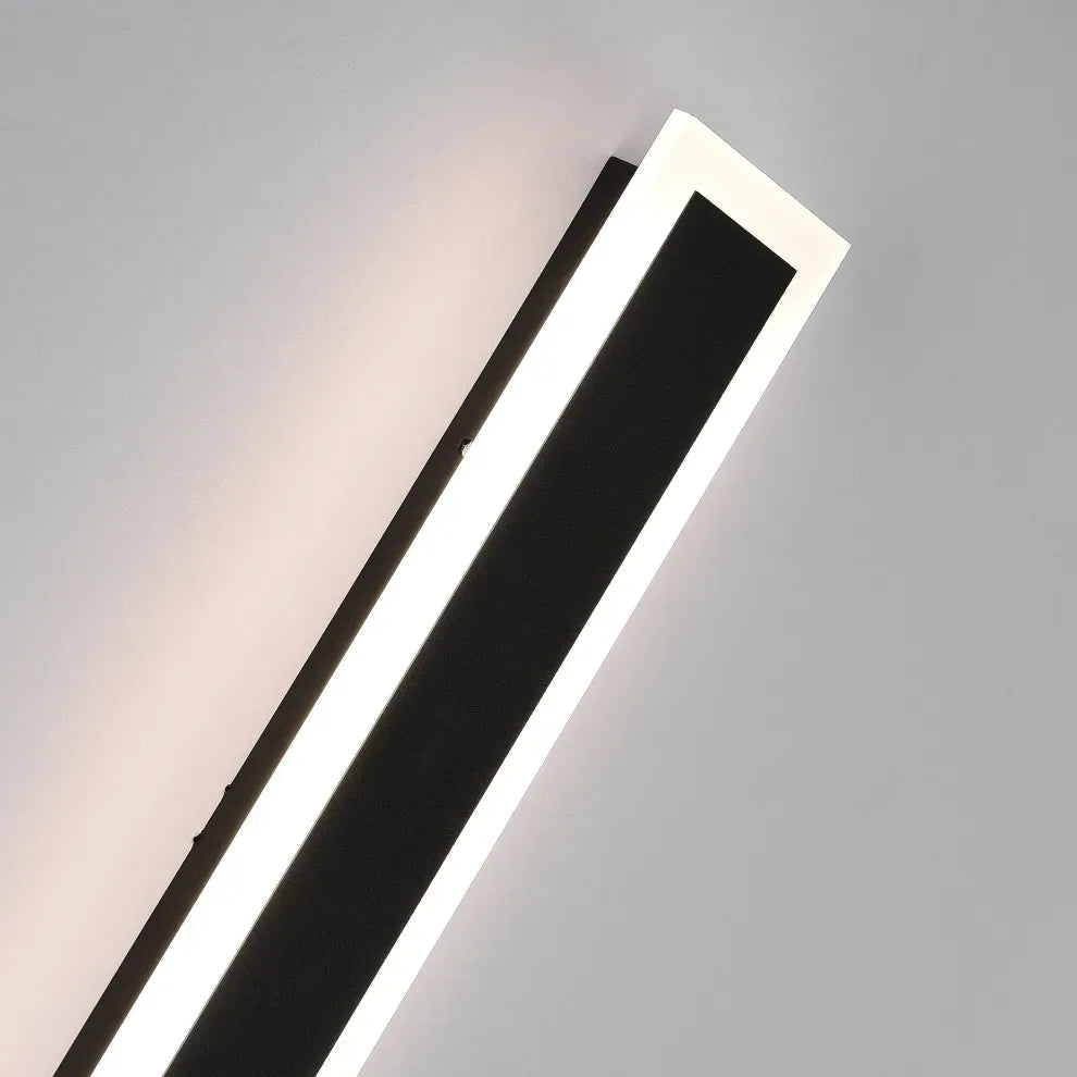 LED Wall Light with Sensor – Waterproof Black Long Strip Fixture