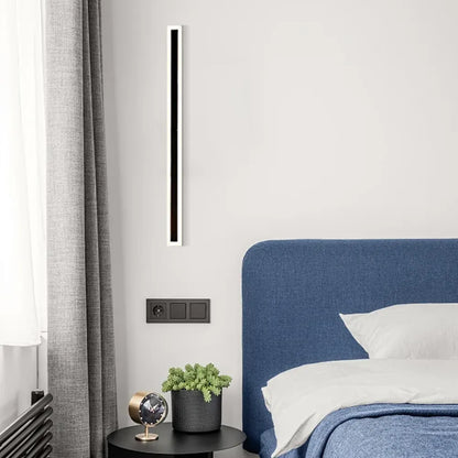 LED Wall Light with Sensor – Waterproof Black Long Strip Fixture