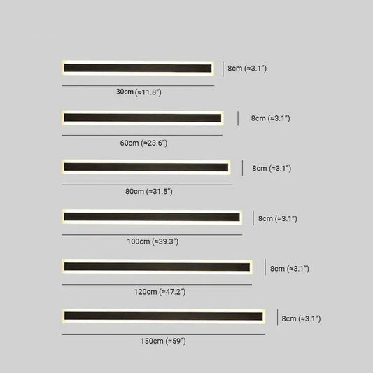 Modern Black Linear Outdoor Wall Lamp Dimension