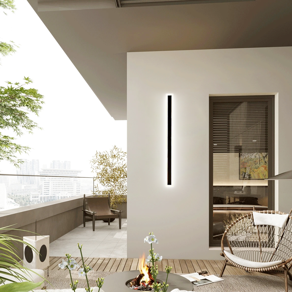 Modern Black Linear Outdoor Wall Lamp Dimmable